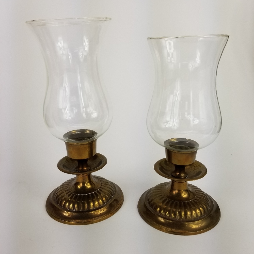 Vtg Rosenthal Set of Solid Brass Candle Holders
